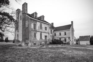 Rear veiw of house. Service wing added in early 20th century